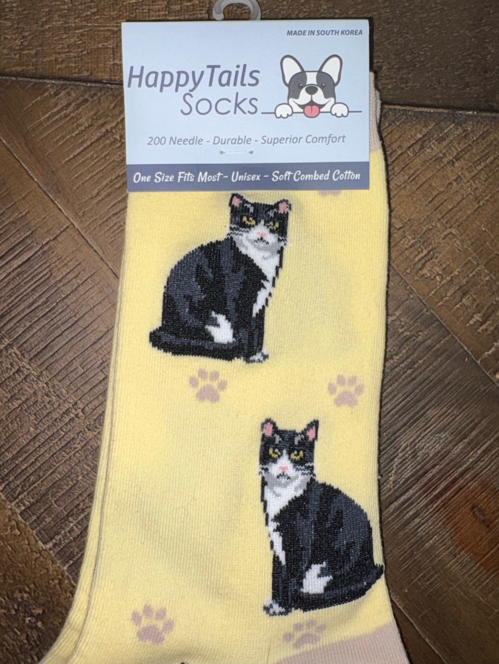 Happy Tails Yellow Cat Pattern Socks for Cat Lovers